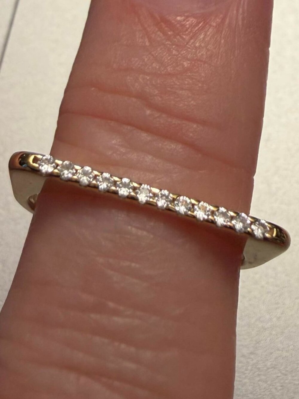 Mejuri 18k Gold Vermeil Pavé Puzzle Stacking Ring lab grown sapphire size 9